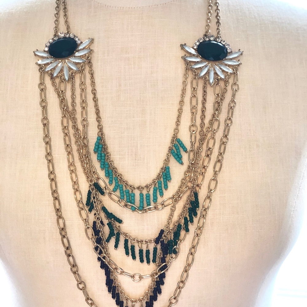 Jules b Bold Necklace 6 Gold Strands With Bead